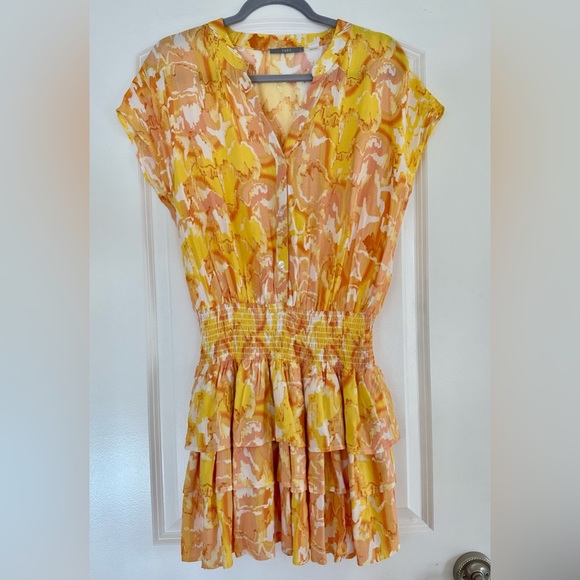 Tart Sundress Size S Drop Waist Button Down Vibrant Yellow V neck - Picture 1 of 9